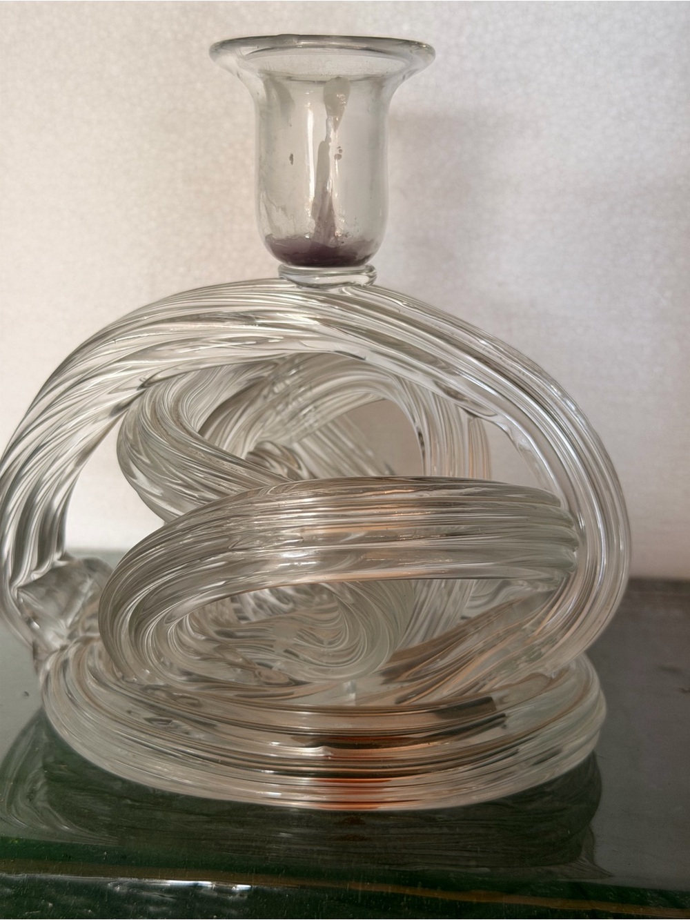 Clear Glass Twisted Sculptural Vase - Elegant Home Art
